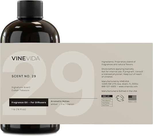 VINEVIDA [16 Fl Oz] Cuban Tobacco Fragrance Oil for Cold Air Diffusers, Essential Oils for Diffuser Oil Refill & Air Freshener Room Spray