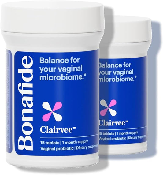 Clairvee by Bonafide. Vaginal Probiotic for Relief from Odor, Itching, & Discharge. — 2-Month Supply (30 Capsules)