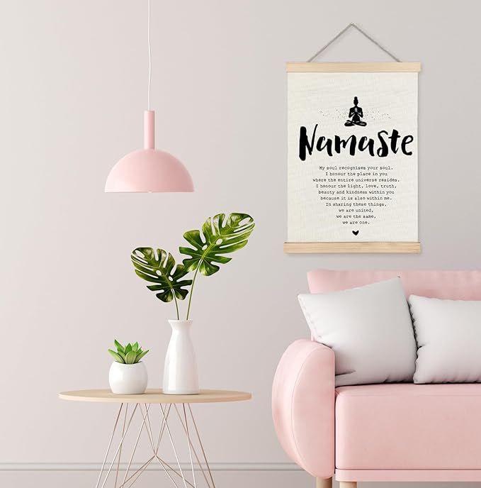 Yomisex Yoga Zen Meditation Room Decor, Namaste Zen Wall Art Poster, Spiritual Mindfulness Canvas Prints Wall Art Framed for Home Office Decor, 12x16 Inch