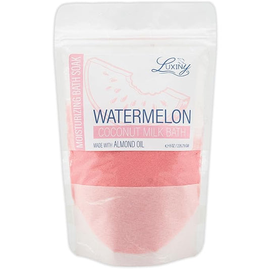 Vegan Milk Bath Soak Made with Moisturizing Coconut Milk Powder & Sweet Almond Oil for a Bath Bomb Dust Soothing Fizz & Relaxing Soak, 8 oz. (Watermelon)