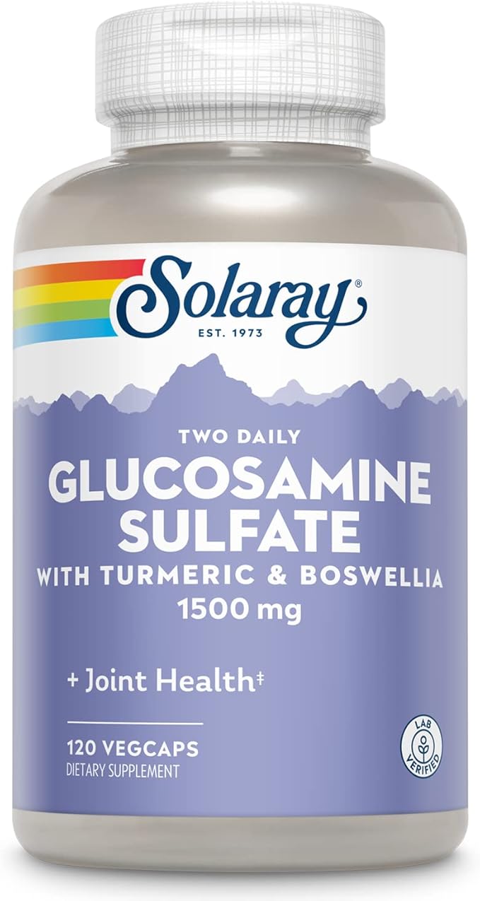 SOLARAY Glucosamine Sulfate 1500 mg, 2 Daily | Healthy Joint Support with Turmeric & Boswellia (60 Serv, 120 CT)