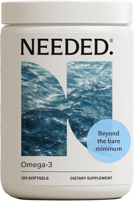 Needed. Prenatal Omega-3 - High Potency Dose of Sustainably Sourced Fish Oil, 1000mg DHA, 1000mg EPA, Encased in a Gelatin-Free, Plant-Based Softgel Shell