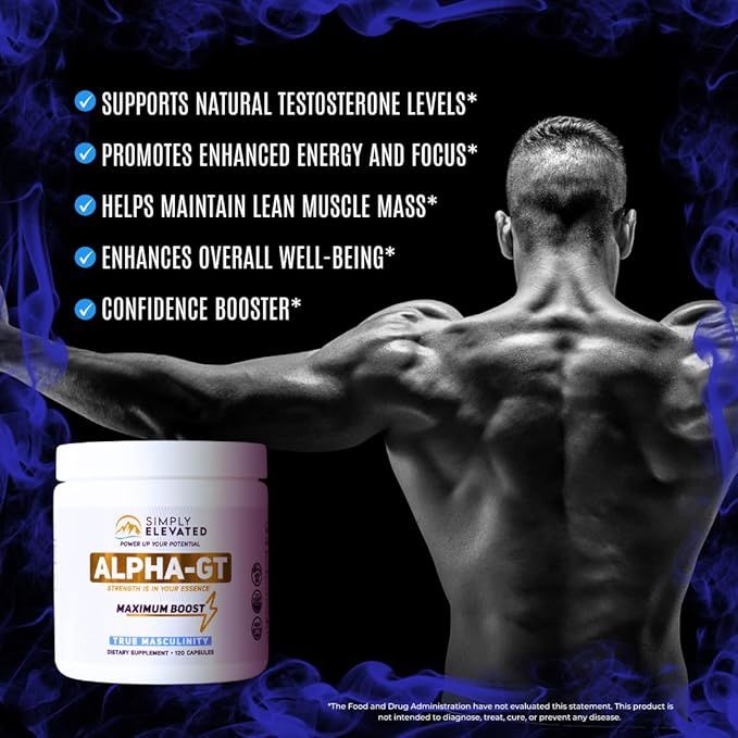 Simply Elevated Alpha-GT Natural Test Booster Supplement, Fuel Your Ambition with This Anabolic 14-1 Supplement w Ashwagandaha, Tongkat Ali, Tribulus Terrestris, Unlock Your True Masculinity.