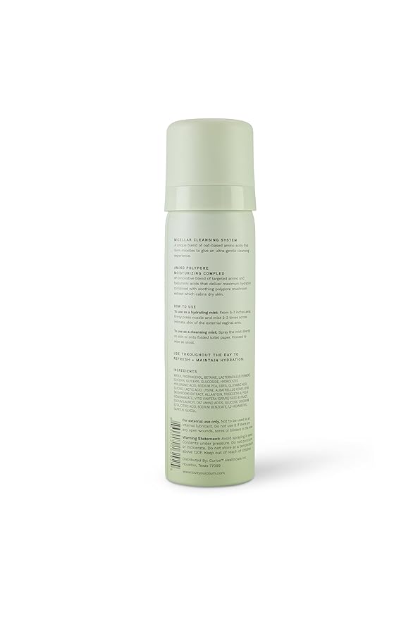 Plum's Cleansing + Hydrating Feminine Mist | Micellar Water & Hyaluronic Acid | Soothing Polypore Mushroom | pH-Balanced Vaginal Cleanser & Moisturizer | 1.6 oz