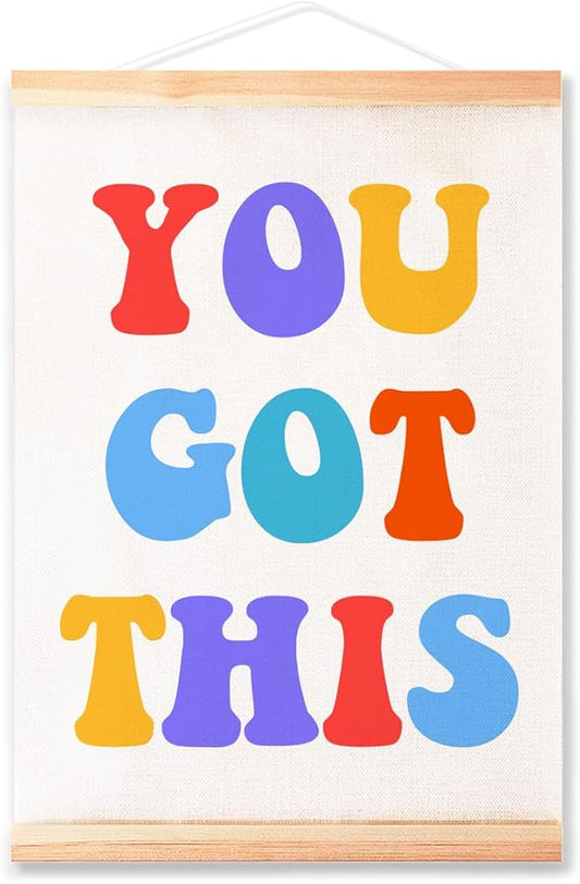 You Got This Poster Hanger Frame for Classroom Nursery School Wall Decor,Inspirational Canvas Wall Art Poster Print Wall Hanging 16x12in