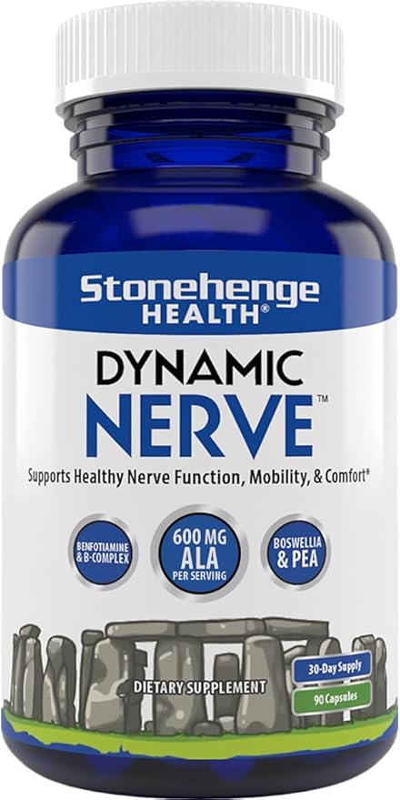 Stonehenge Health Dynamic Nerve Supplement - Supports Nerve Function in Fingers, Toes, Hands, and Feet with Alpha Lipoic Acid ALA, Benfotiamine, Pea, Robust B Complex, Boswellia