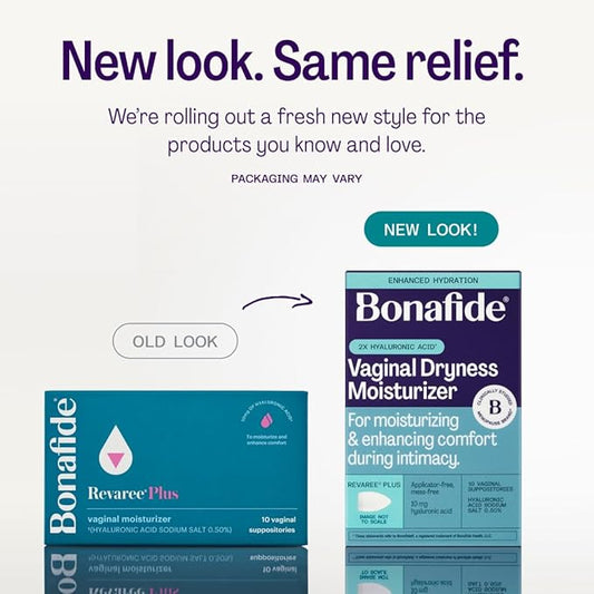 Revaree Plus by Bonafide. Vaginal Moisturizer with 10mg Hyaluronic Acid & Soothing Sweet Almond Oil. — 3-Month Supply (30 Inserts)