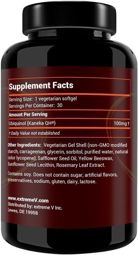 HeartQQ HIGH Absorption Ubiquinol (QH), Active CoQ10 300% Greater Absorption, 1 Recommended Form of CoQ10. 100mg of Ubiquinol (Vegetarian Softgels)