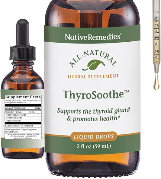 Native Remedies ThyroSoothe - All Natural Herbal Supplement Soothes The Thyroid Gland - Supports Systemic Balance in The Endocrine System and Thyroid Gland - 59 mL