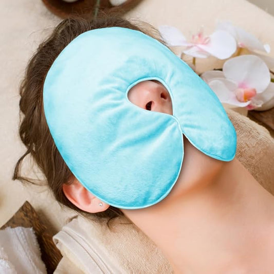 Heated Face Mask, Microwave Heating Pad for Face, Sinus Mask for Migraine, Tension, Stress, Headache, Relaxation (#6 Blue)