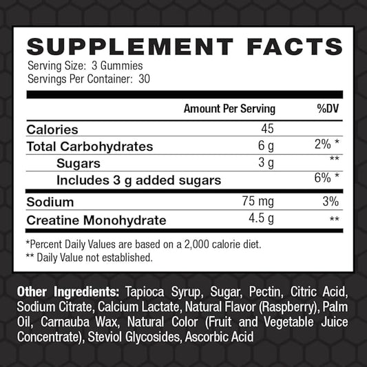 INVIGOR8 Creatine Gummies, Non GMO Creatine Monohydrate for Men and Best Creatine for Women, 4.5 Grams of Creatine Per Serving 90 Gummies, Halal Gluten Free Vegan, Low Sugar, Blue Raspberry