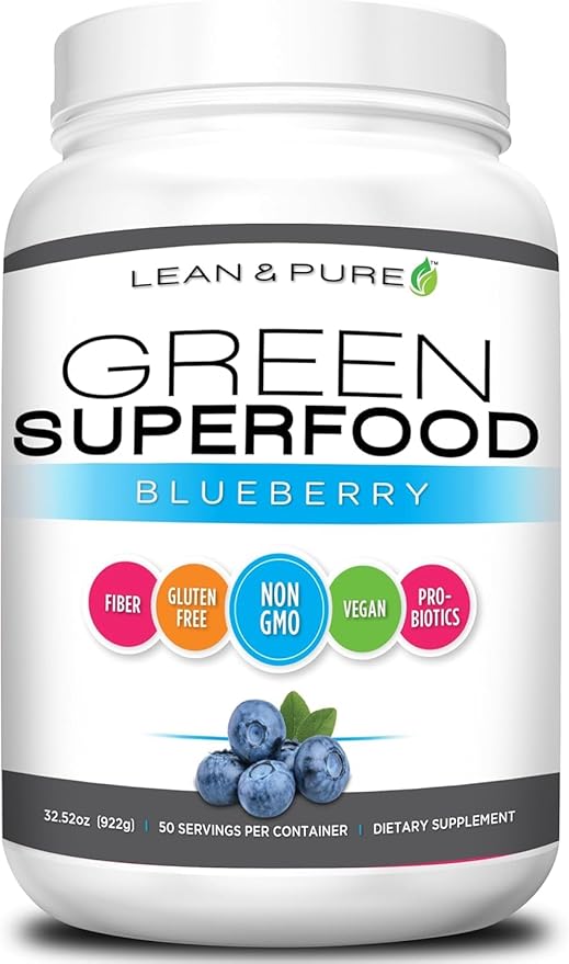 Lean & Pure Green Superfood, with Pea Protein, Probiotics, Whole Food Vitamins, Fiber and Enzymes. Vegan Friendly,Gluten Free, 50 Servings, 922g