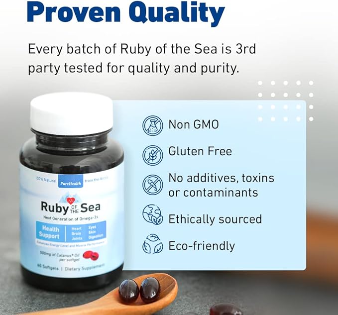 Marine Oil Supplement - All Natural Calanus Oil, Astaxanthin, Omega-3 and Fatty Acids - Heart and Brain Health Nutritional Supplements