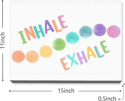 Inhale Exhale Wall Art,Yoga Room Wall Decor,Inhale Exhale Canvas Framed Wall Art Ready to Hang for Yoga Room Home Bedroom Therapy Office Nursery Classroom Wall Decor