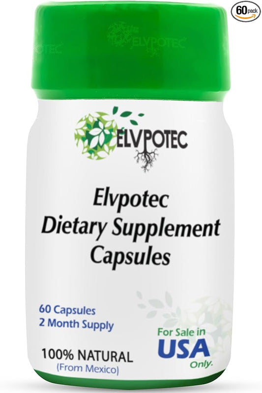 ELVPOTEC Mexican Original Capsules 2 Month Supply from 100% Natural Ingredients for Your Body Gut and Colon Support | Made in Mexico | 60 Days Supply