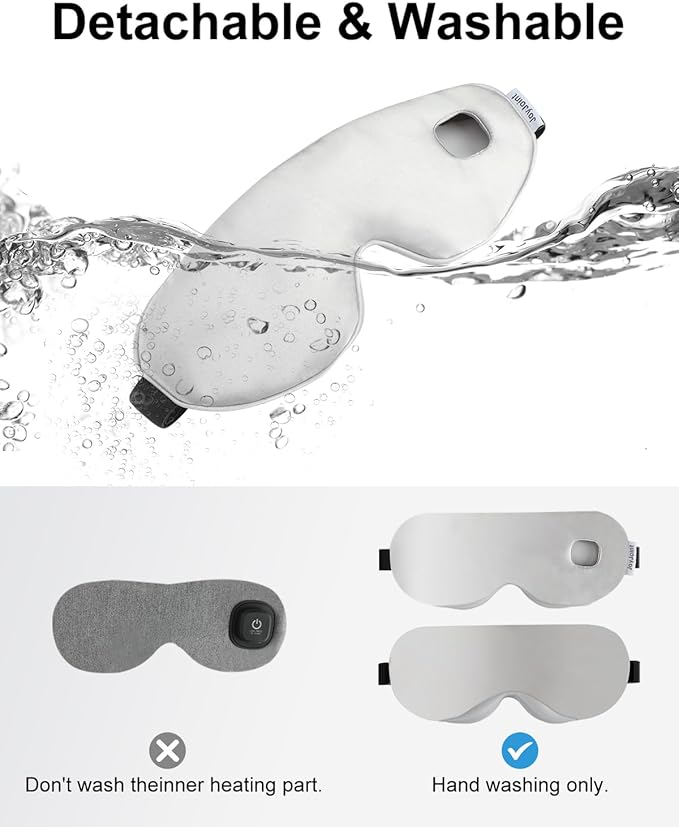 Heated Eye Mask - Cordless Eye Mask for Dry Eyes, Eye Relief, Improved Sleep, Rechargeable, WashableCover Eye Heating pad for Travel