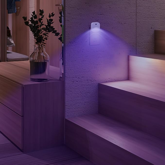 KINUR 6 Pack LED Blue Night Light Plug in, Dusk to Dawn Sensor Automatic on and Off, Energy efficient, Soft Glow nightlights for Kids, Nursery, Bedroom, Bathroom, Hallway, Stairs, Kitchen