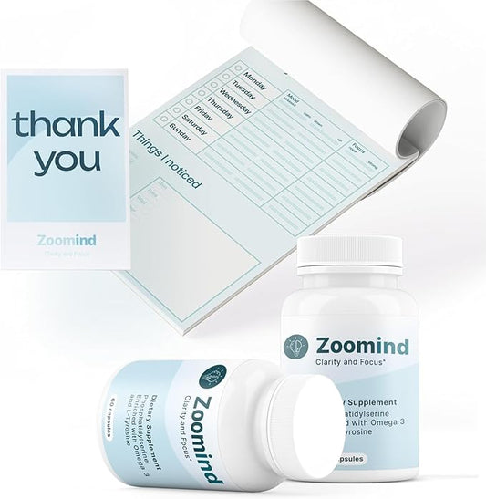 Zoomind Dietary Supplement. Promotes Clarity and Focus. Rich in Omega-3, Phosphatidylserine (PS), and L-Tyrosine. Supports Healthy Brain Function, 60 Capsules