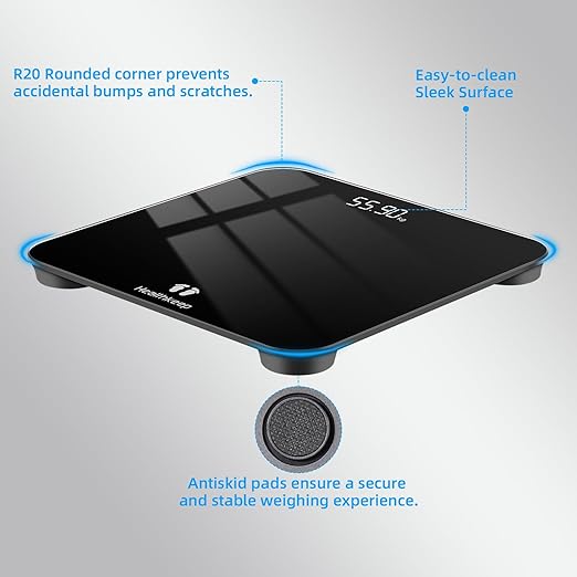 Digital Bathroom Scales for Body Weight, Weight Scale with High Precision Sensors Accurate Round Corner Design LED Display 400lbs/180kg