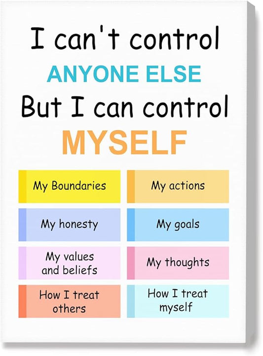 Mental Health Wall Decor,Things I Can Control Poster Canvas Wall Art,Inspirational Canvas Framed Wall Art for Therapy Office Home Nursery Classroom Wall Decor