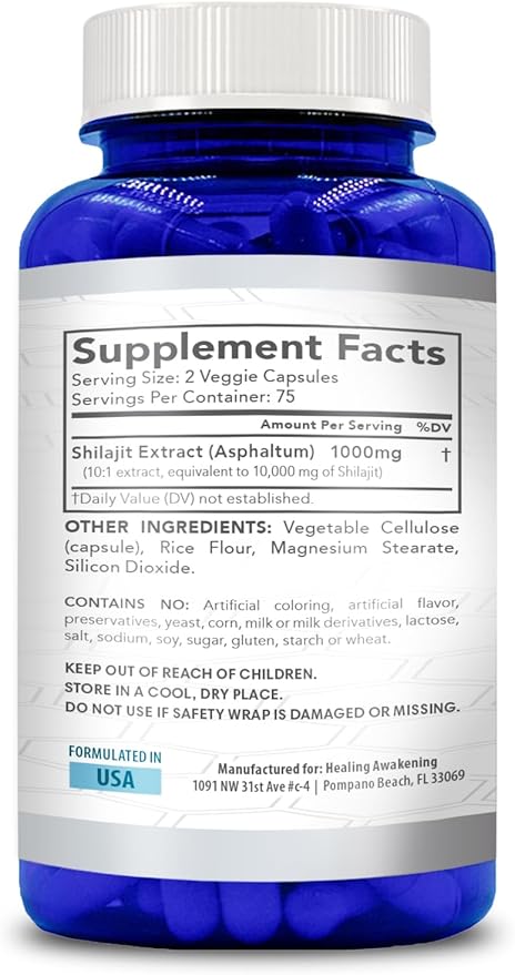 Extra Strength Shilajit Capsules | Taste Free Shilajit for Men & Women 10000mg Equivalent with Naturally Occurring Trace Minerals and Fulvic Acid | Vegan Non-GMO & Made in cGMP Labs (150 Servings)