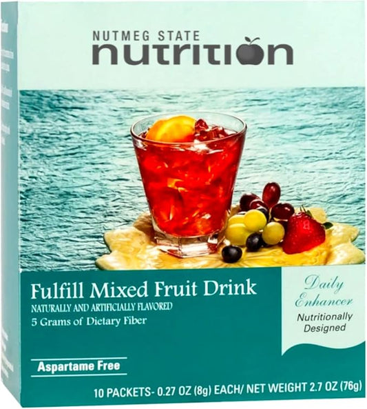 Nutmeg State Nutrition – Fulfill High Fiber Drink Mix, Low Calorie, Fat Free, Sugar Free, Naturally Flavored, Ideal Protein Compatible, Aspartame Free, 10 Servings Per Box (Mixed Fruit)