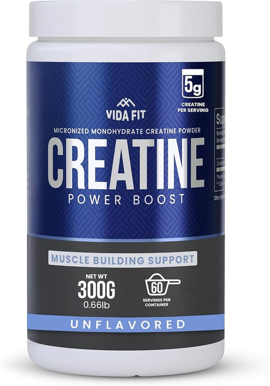 Micronized Creatine Monohydrate Powder, Vegan Creatine Powder Unflavoured, Supplements for Men, Pure Workout Essentials for Women, NSF Certified (300g) (5g Per Serv) (60 Servings)
