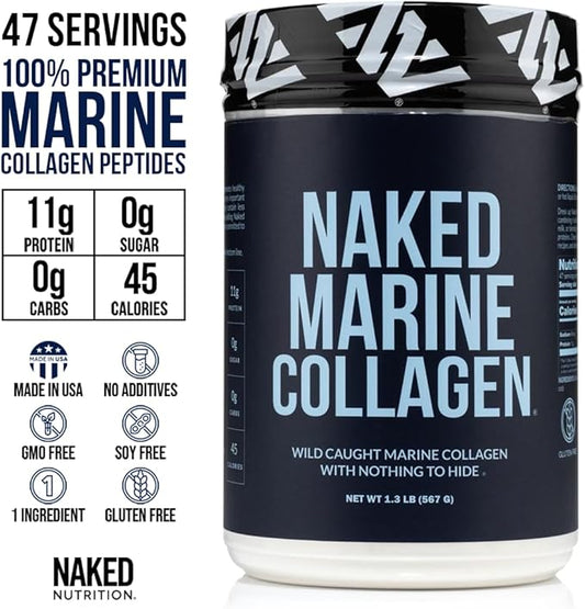 NAKED Marine Collagen Peptides Protein Powder - Unflavored - from Wild Caught Cod - Paleo Friendly, Non-GMO, Soy-Free, Gluten-Free - 47 Servings