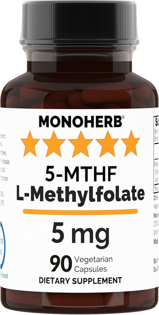 L-Methylfolate 5-MTHF 5 mg - 90 Vegetarian Capsules - Methyl Folate Supplement