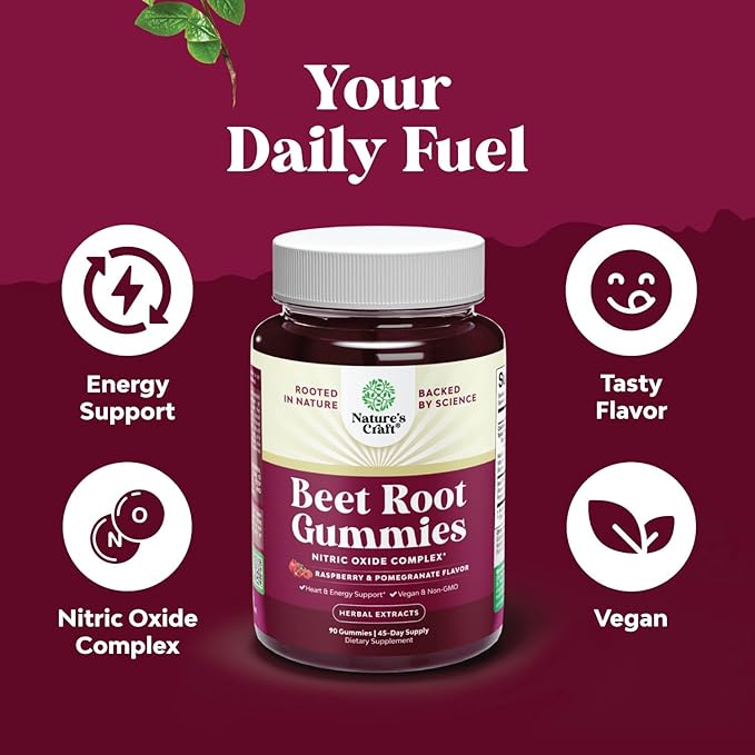 Flow Boosting Beet Root Gummies - Invigorating Beet Gummies for Adults Nitric Oxide Energy & Heart Health Support with Grapeseed Pomegranate & Vitamin B12 - Vegan Non-GMO & Gluten Free (45 Servings)