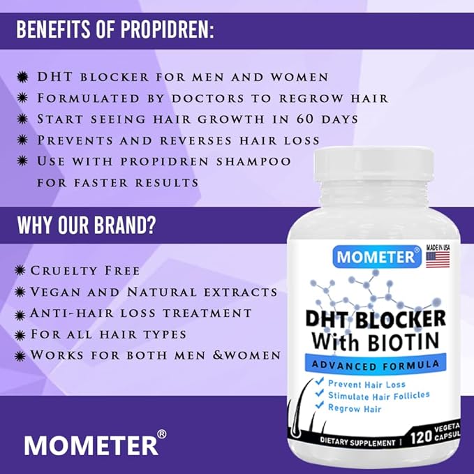 DHT Blocker Supplement for Hair Growth - Saw Palmetto, Biotin & Zinc for Women & Men - Stimulate Follicles, Reduce Hair Loss, Regrow Thicker Hair(120 Capsules)