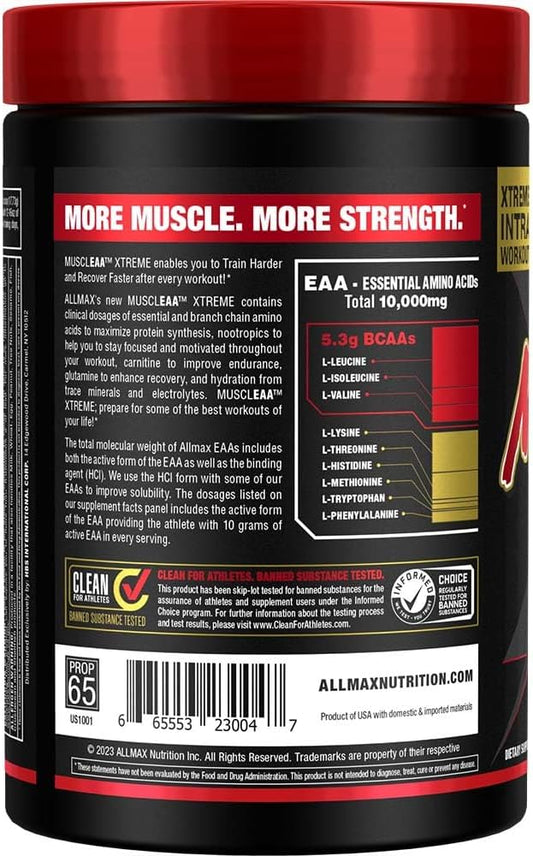 ALLMAX MUSCLEAA Xtreme, Cherry Limeade - 532 g Powder - Provides EAAs, BCAAs & Hydration - Up to 30 Servings