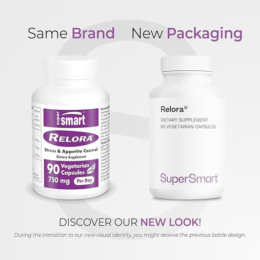 SUPERSMART - Relora® 750 mg Per Day - Phellodendron Amurense & Magnolia Officinalis Extract Great for Stress & Emotional Relief | Non-GMO & Gluten Free - 90 Vegetarian Capsules