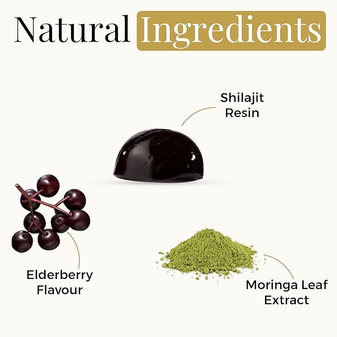 Pure Himalayan Shilajit and Moringa Gummies – Boost Energy, Focus & Vitality – 75% Fulvic Acid – 100% Vegan, Gluten-Free, No Added Sugar – 60 Gummies