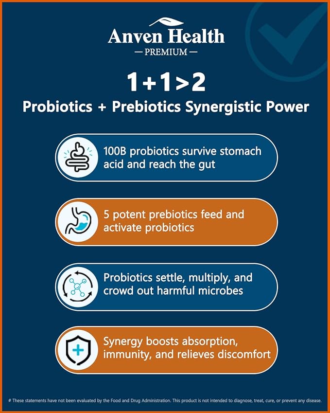 100 Billion Probiotics for Men and Women 27 Strains 5 Organic Prebiotics for Gut Digestive & Immune Health, Supports Diarrhea Gas Bloating, Non-GMO, Zero Fillers – Made in USA丨180 Caps