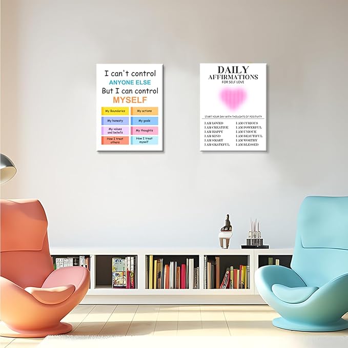 Mental Health Wall Decor,Things I Can Control Poster Canvas Wall Art,Inspirational Canvas Framed Wall Art for Therapy Office Home Nursery Classroom Wall Decor