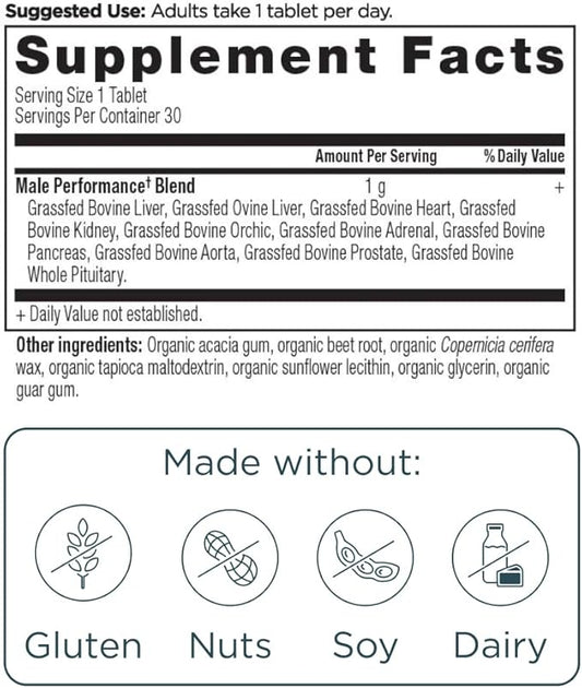 Ancient Nutrition Organ Supplements for Men, Once Daily Grass-Fed and Wild Organ Complex Capsules, Liver, Prostate, Pancreas Supports Male Performance, Healthy Aging, 30 Ct