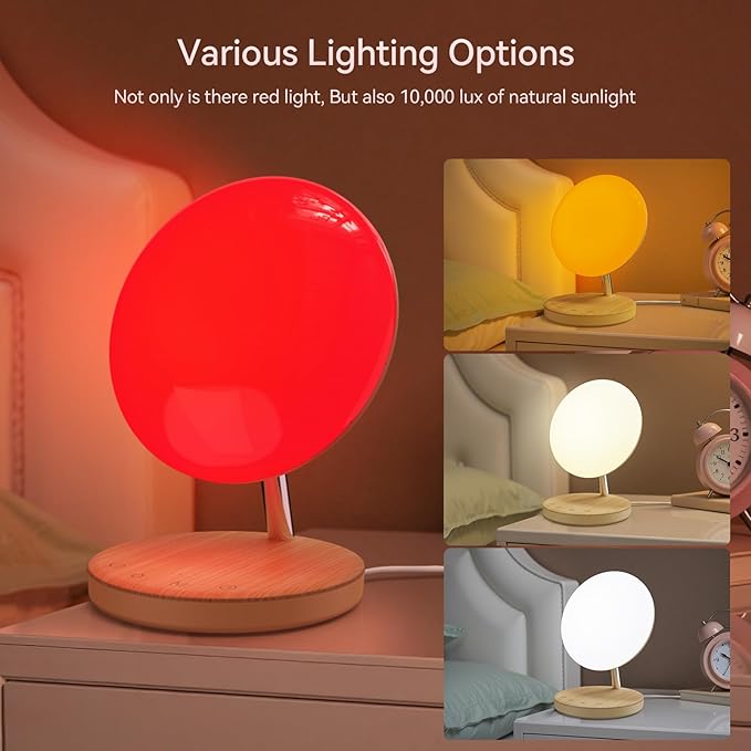 Light Therapy Lamp,Red Night Light with 5-Level Brightness & 4 Color Modes, 670nm Adjustable USB Red Light Night Light Lamp for Sleep,Stress Relief Relaxation