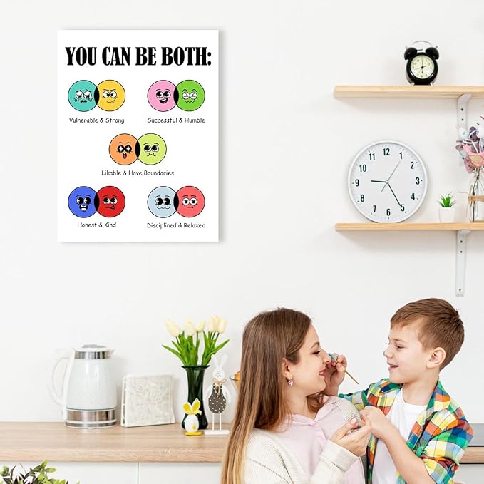 Inspirational Mental Health Wall Decor,Positive Affirmations Wall Art,You Can Be Both Motivational Canvas Wall Decor for Classroom Therapy Office Home Psychologist