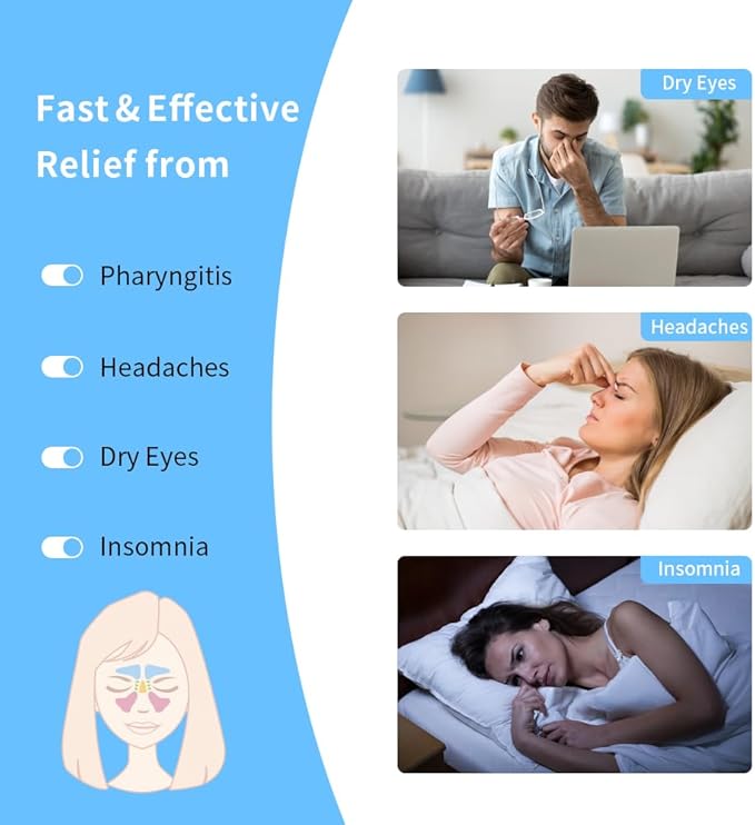 Heated Face Mask, Microwave Heating Pad for Face, Sinus Mask for Migraine, Tension, Stress, Headache, Relaxation (#33 Blue)