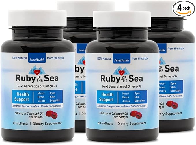Marine Oil Supplement - All Natural Calanus Oil, Astaxanthin, Omega-3 and Fatty Acids - Heart and Brain Health Nutritional Supplements - 4 Pack