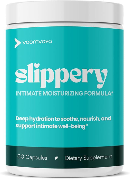 VoomVaya Slippery – Vaginal Dryness Relief for Women Over 40 – with Slippery Elm for Women to Promote Vaginal Moisture – 60 Capsules