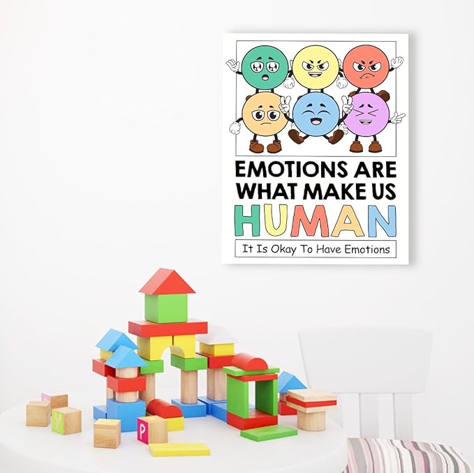 Inspirational Mental Health Wall Decor,Emotions Make Us Human Wall Art,Therapy Office Wall Decor,Motivational Canvas Wall Art for Classroom Psychologist Office Home