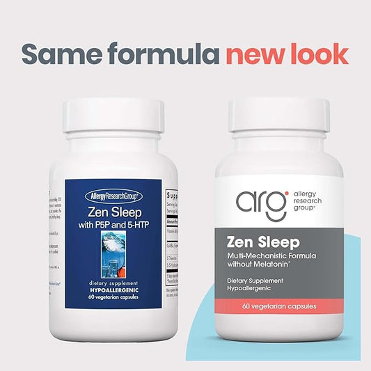 Allergy Research Group Zen Sleep - GABA L-Theanine Sleep Supplement for Adults with P5P, 5-HTP, and Vitamin B6, Natural Aid for Calm, Restful REM - 60 Vegetarian Capsules