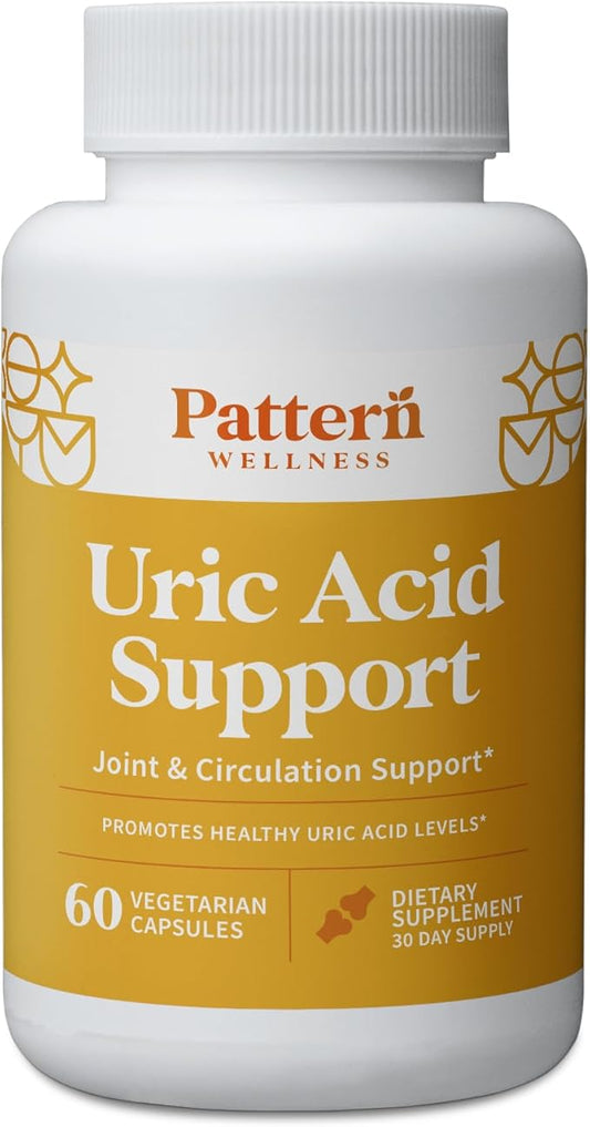 Pattern Wellness Uric Acid Support Supplement - Herbal Uric Acid Cleanse - Natural Joint & Circulation Support - 3rd Party Lab Tested - 60 Veggie Capsules