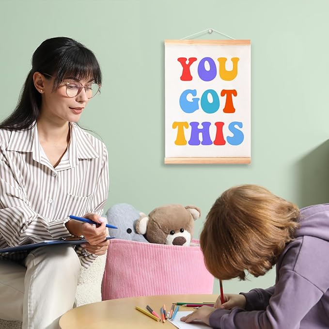 You Got This Poster Hanger Frame for Classroom Nursery School Wall Decor,Inspirational Canvas Wall Art Poster Print Wall Hanging 16x12in