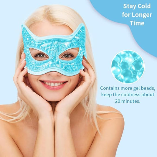Cooling & Heating Eye Mask - Hot/Cold Use for Puffy Eyes, Headaches, Migraines, Sinus & Dark Circles (2 packs blue)