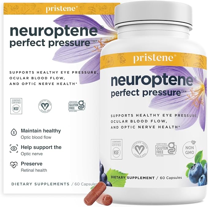 Eye Vitamins with Bilberry Saffron Niacinamide CoQ10 for Optic Nerve Support - Bilberry Supplement for Supporting Healthy Eye Pressures and Retinal Blood Flow - Neuroptene® (60 Capsules)