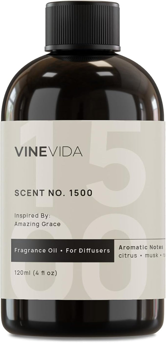 VINEVIDA [4 Fl Oz] Scent NO. 1500 Fragrance Oil for Cold Air Diffusers, Aromatic Notes of Citrus Musk Rose, Essential Oils for Diffuser Oil Refill & Air Freshener Room Spray