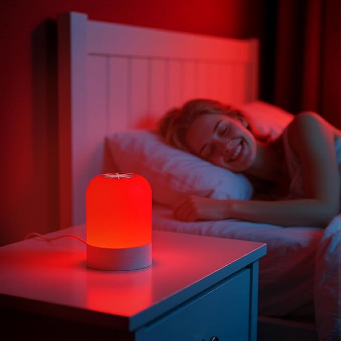 Red Light for Sleep 670nm Sleep Aid Lamp Blue Light Blocking Dimmable for Stress Relief Relaxation Travel Meditation and Yoga